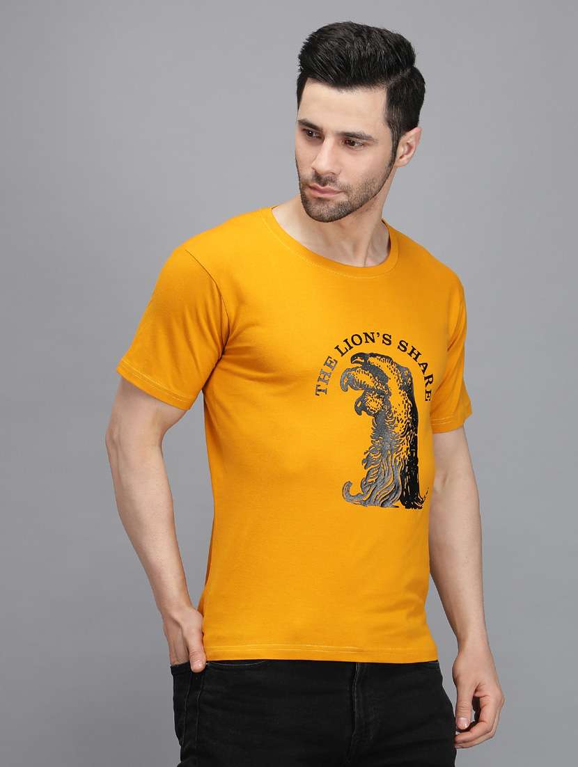 yellow printed regular tee - 19184335 - Standard Image - 1