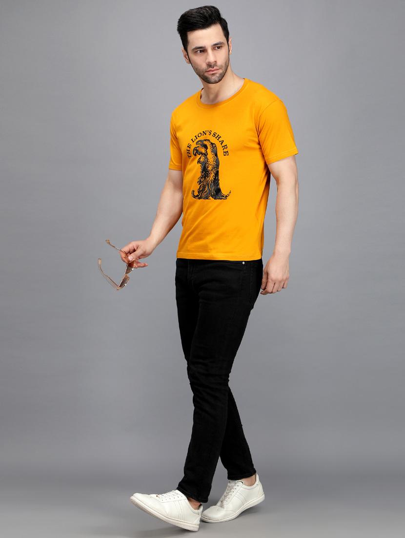 yellow printed regular tee - 19184335 - Standard Image - 4