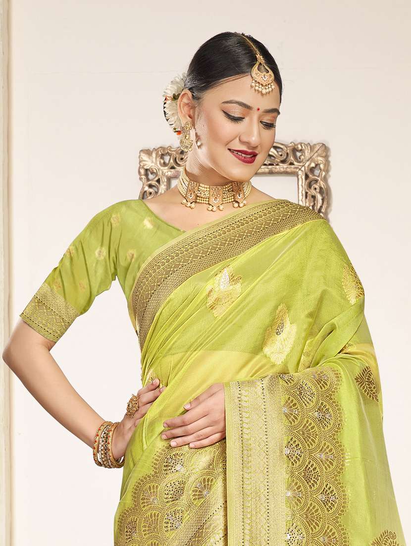 ethnic wear green color saree set with blouse - 19184458 - Standard Image - 1