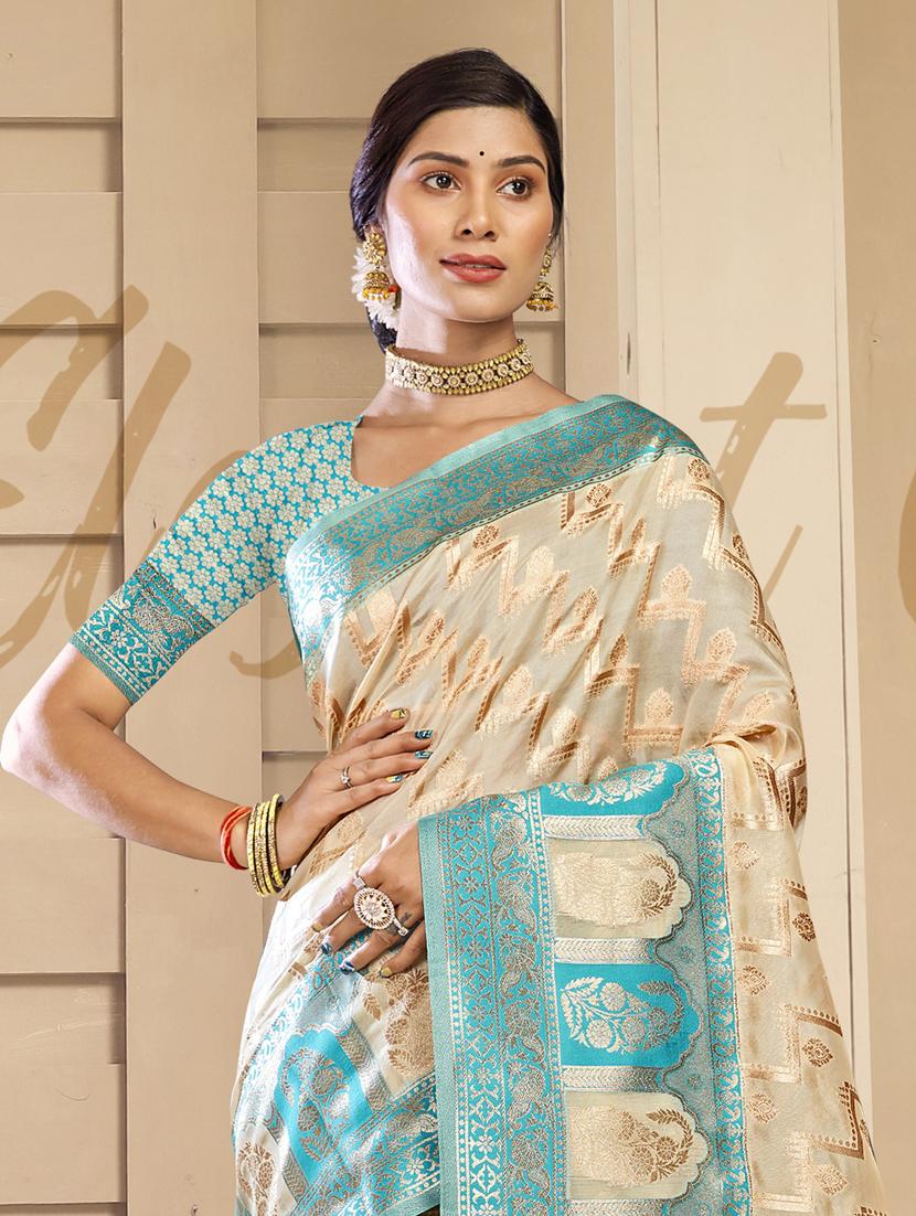 ethnic wear sky blue color saree set - 19184488 - Standard Image - 1