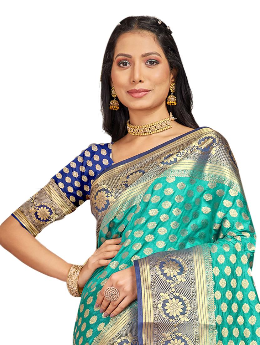 ethnic wear green color saree set with blouse - 19184501 - Standard Image - 1