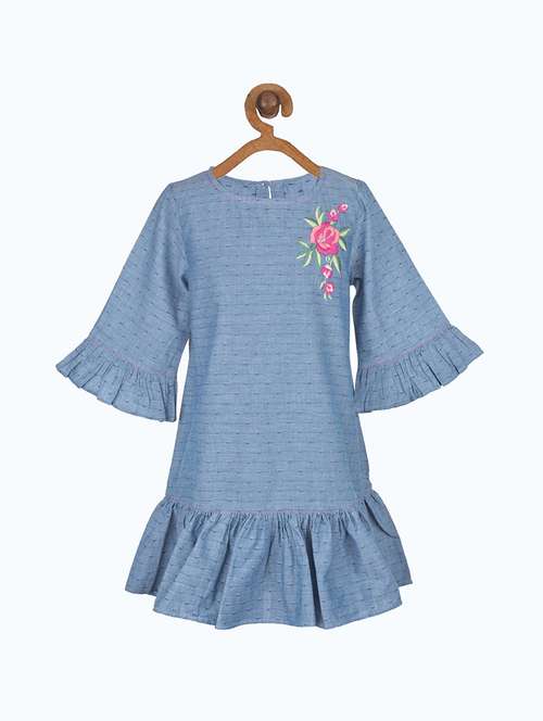 girls round neck bell sleeve frock