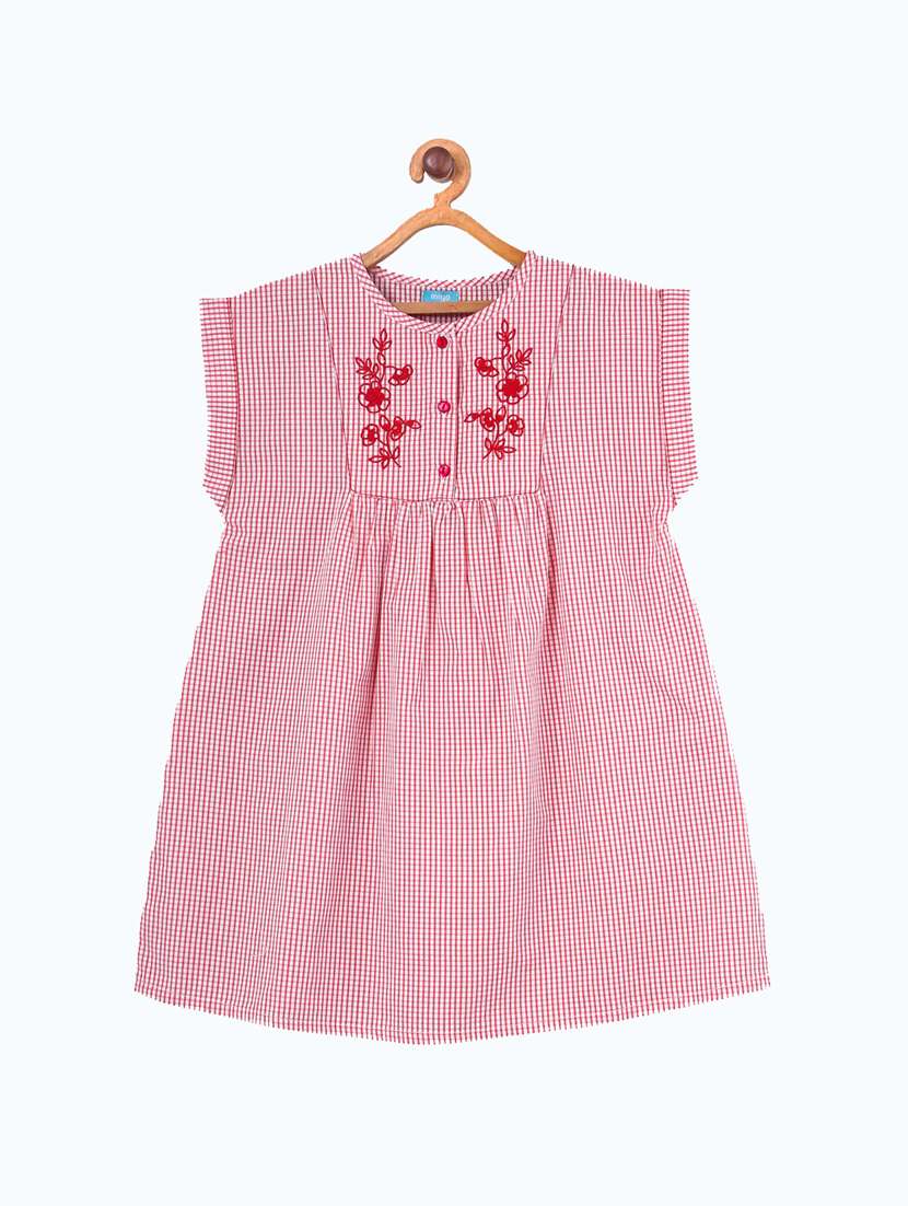 girls round neck cap sleeve frock