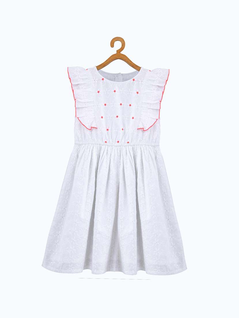 girls round neck cap sleeve frock