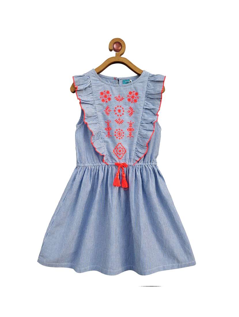 girls round neck cap sleeve frock