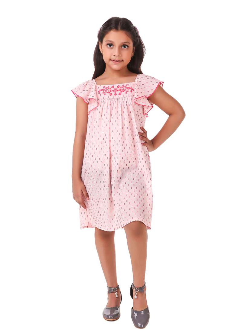 girls square neck flared sleeve frock