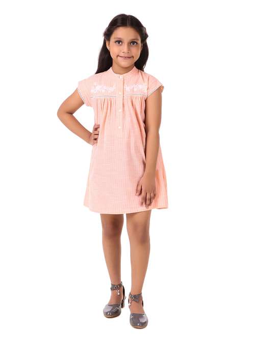 Girls Round Neck Cap Sleeve Frock
