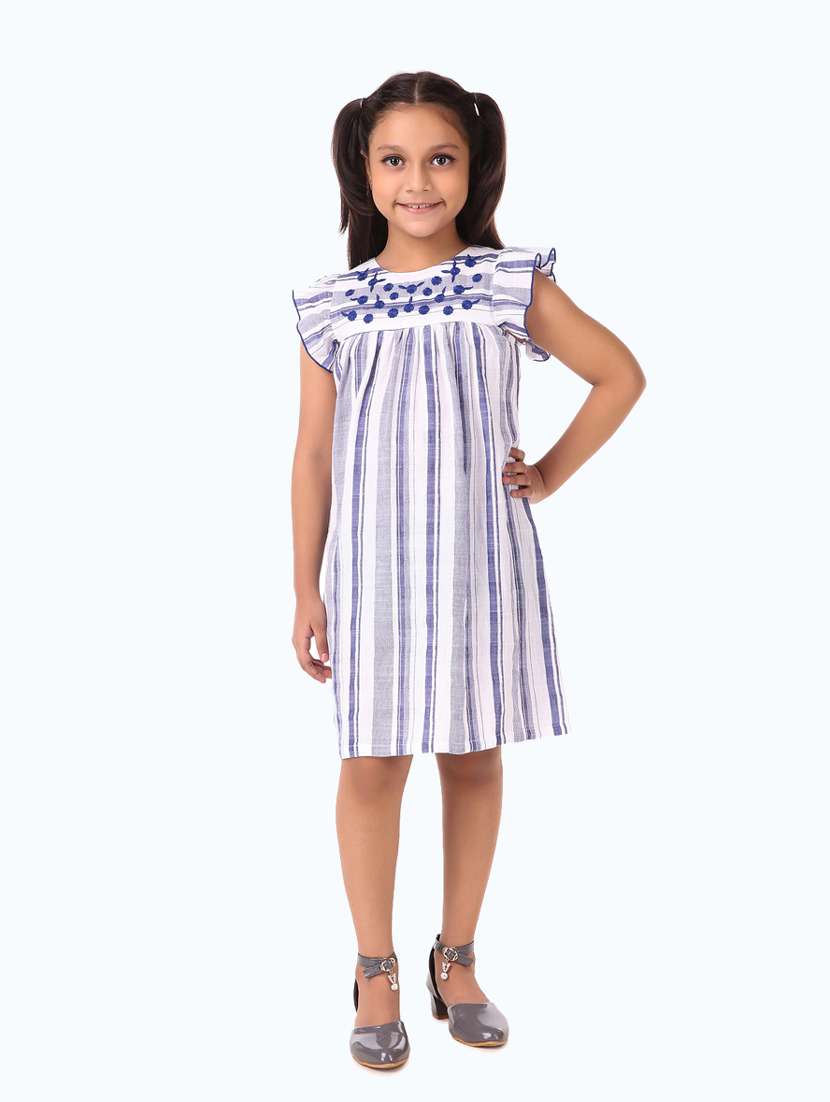 girls round neck cap sleeve frock