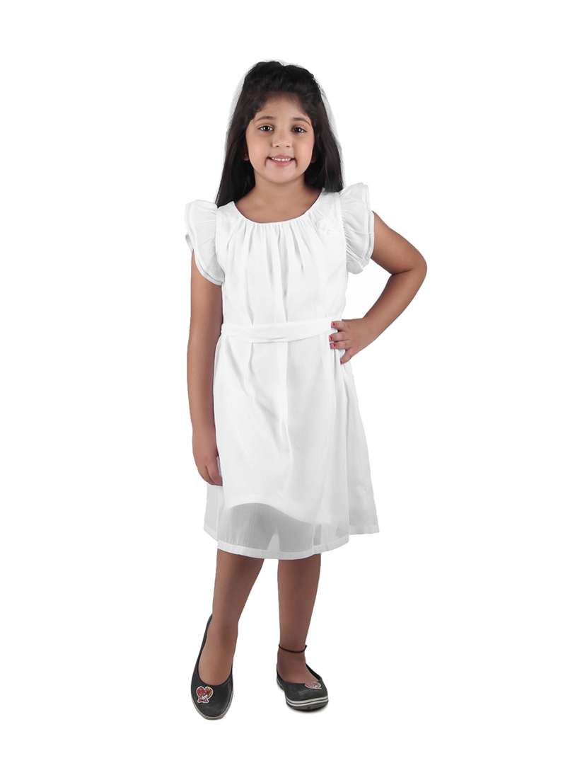 girls round neck cap sleeve frock