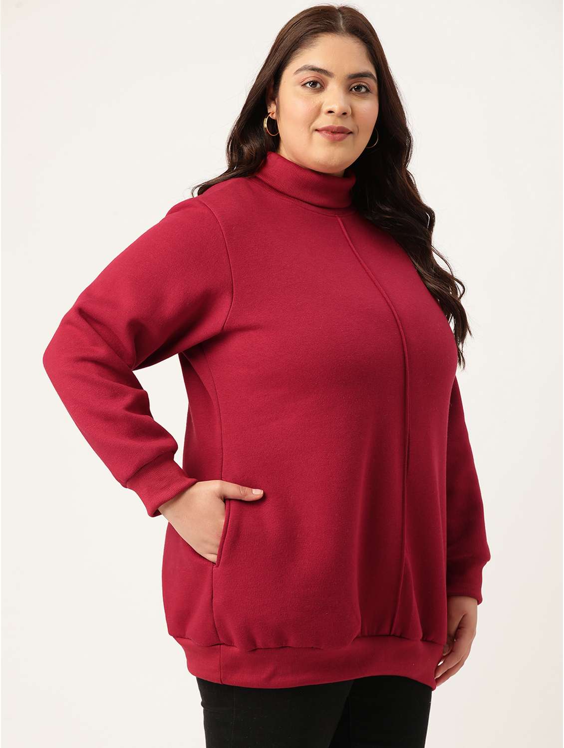 turtle neck solid plus sweatshirt - 19185870 -  Standard Image - 1