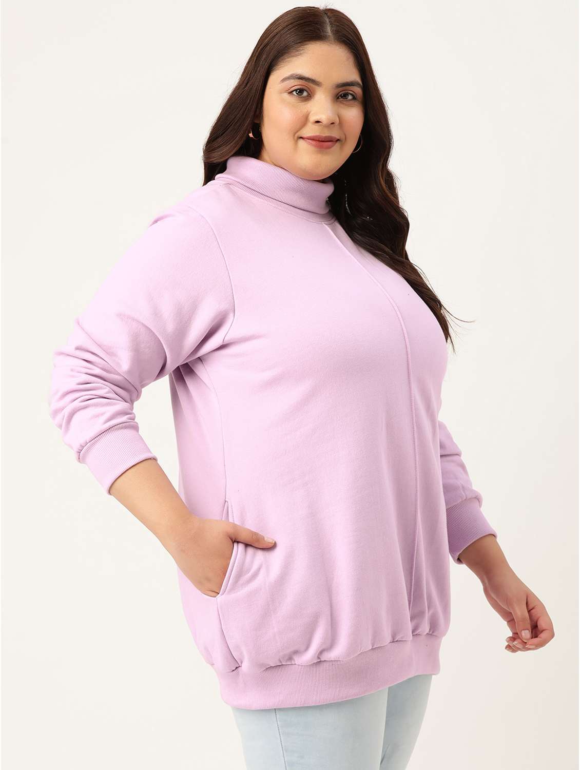 turtle neck solid plus sweatshirt - 19185873 -  Standard Image - 1