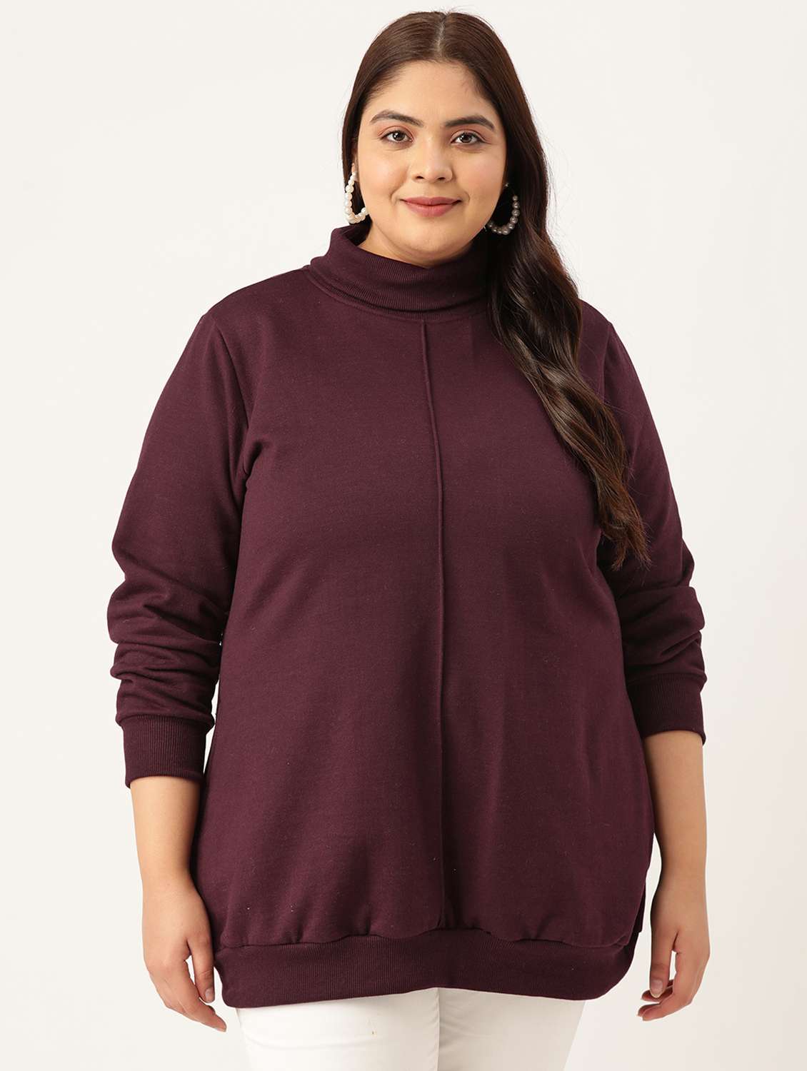turtle neck solid plus sweatshirt