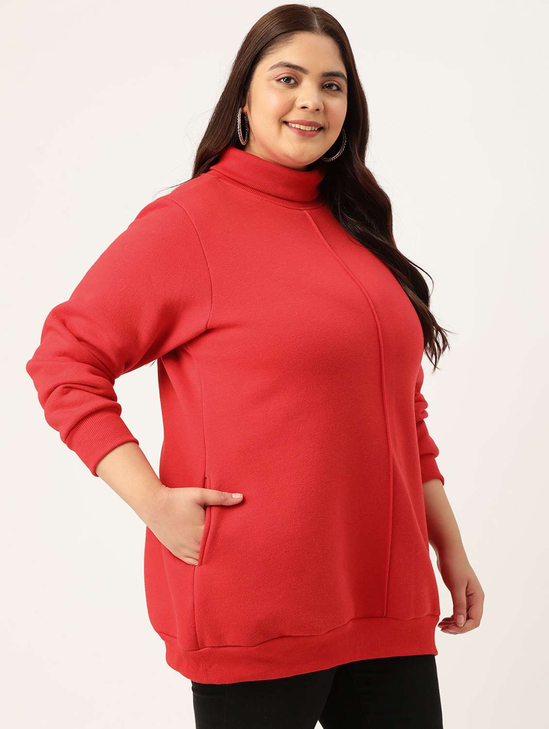 turtle neck solid plus sweatshirt - 19185877 -  Standard Image - 1