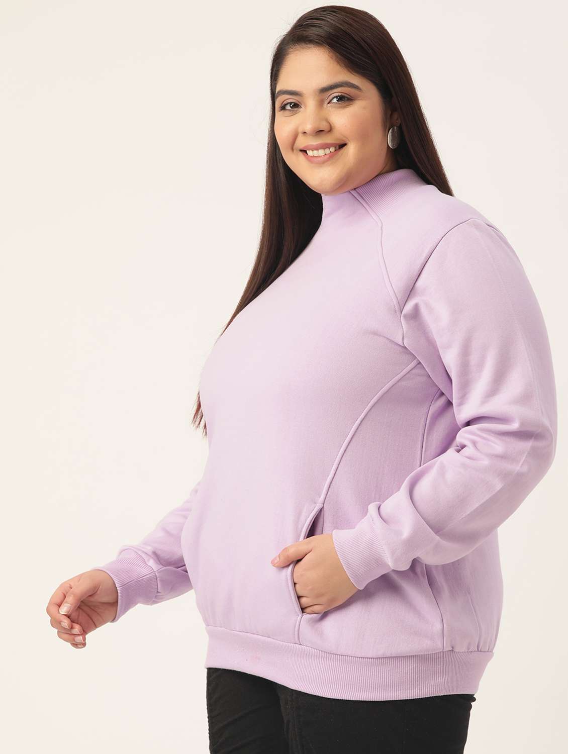 turtle neck solid plus sweatshirt - 19185934 -  Standard Image - 1