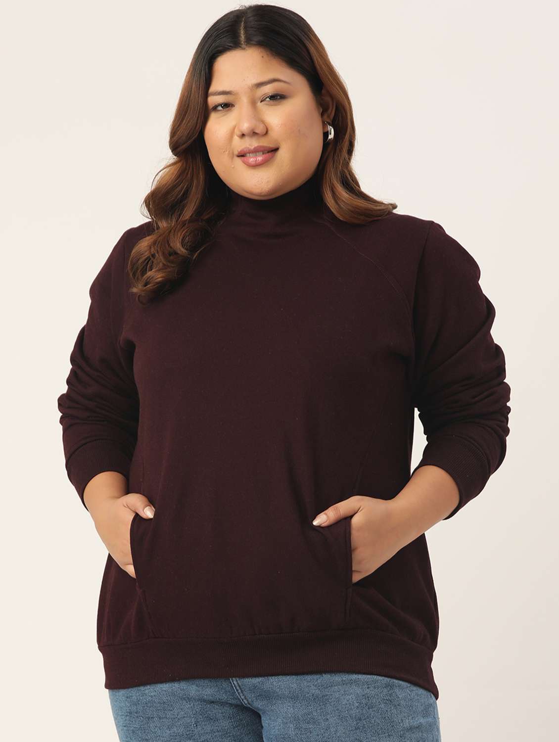 turtle neck solid plus sweatshirt