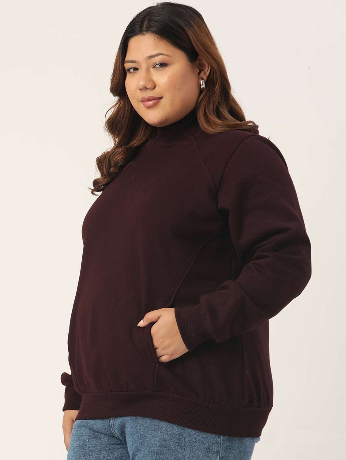 turtle neck solid plus sweatshirt - 19185936 -  Standard Image - 1