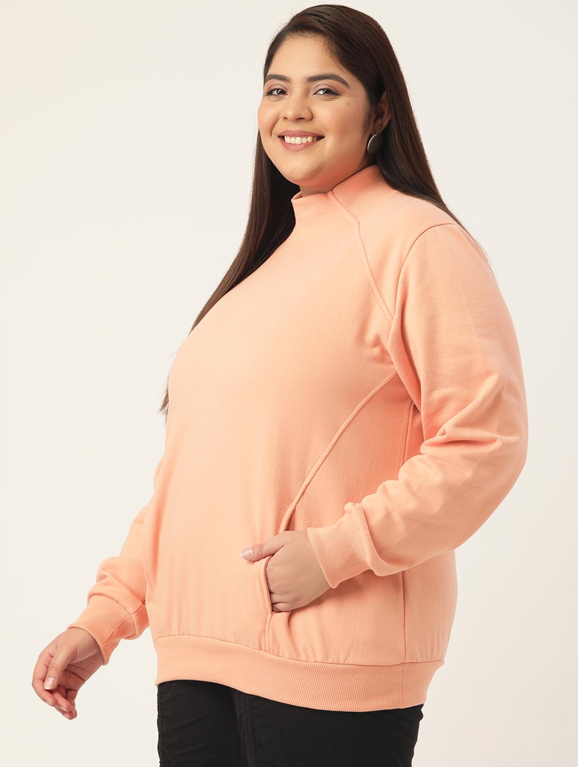 high neck solid plus sweatshirt - 19185938 - Standard Image - 1