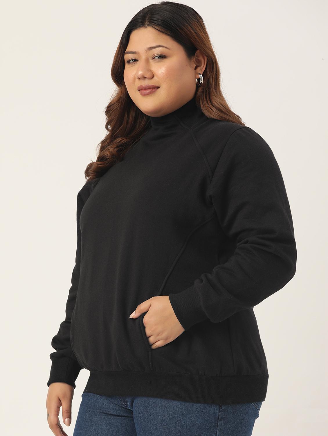 high neck solid plus sweatshirt - 19185940 - Standard Image - 1
