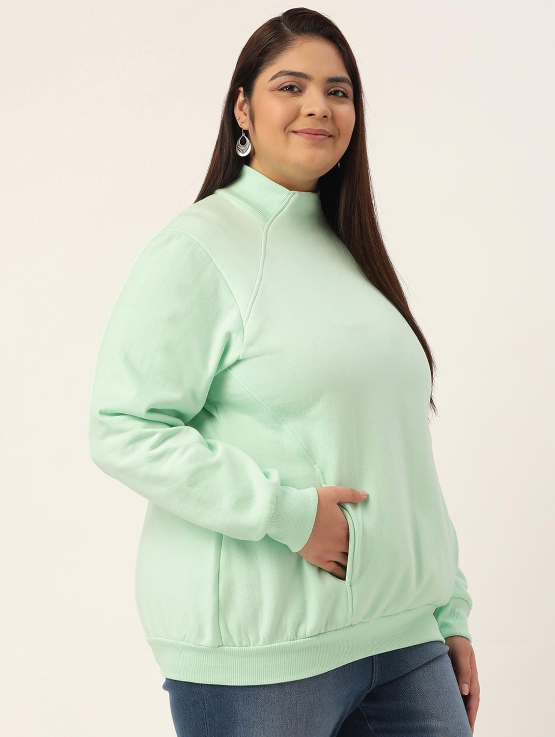 high neck solid plus sweatshirt - 19185943 - Standard Image - 1