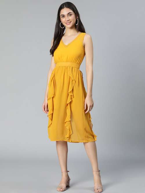 women's ruffle solid dress - 19185953 -  Standard Image - 0