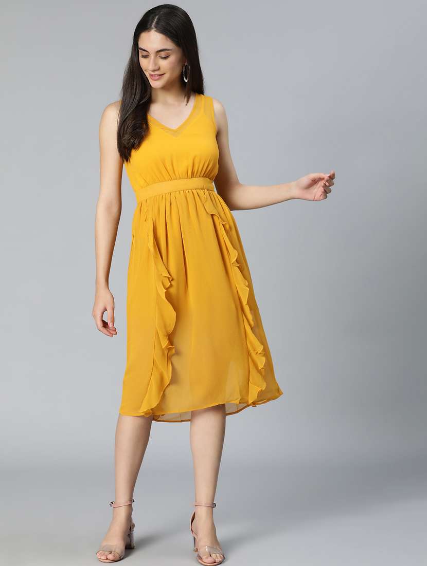 women's ruffle solid dress - 19185953 - Standard Image - 4