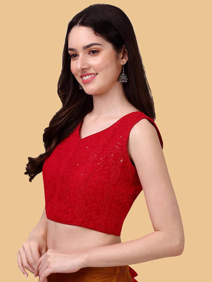 pink georgette regular blouse - 19186323 - Standard Image - 1