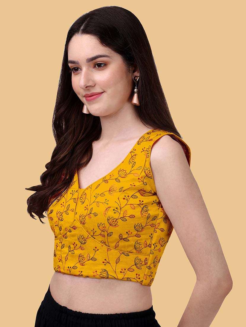 yellow art silk regular blouse - 19186356 - Standard Image - 1