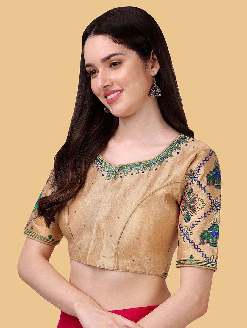 beige silk regular blouse - 19186436 - Standard Image - 1