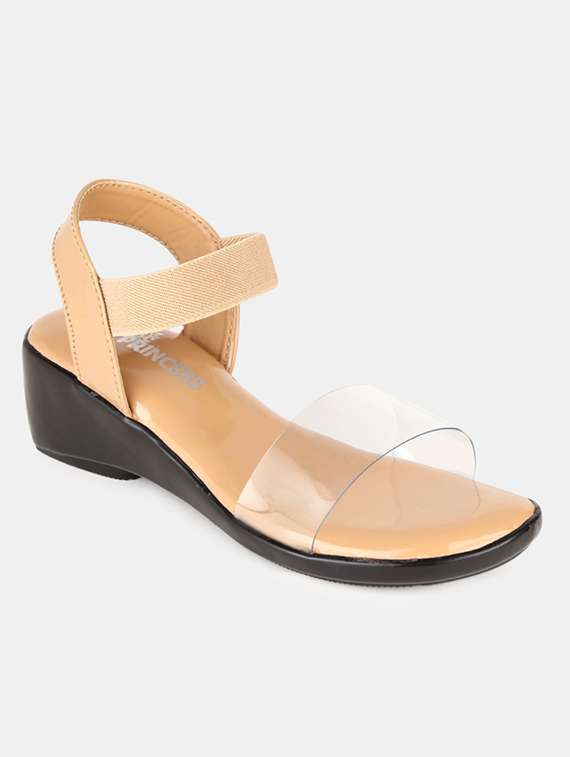 beige leatherette sandals