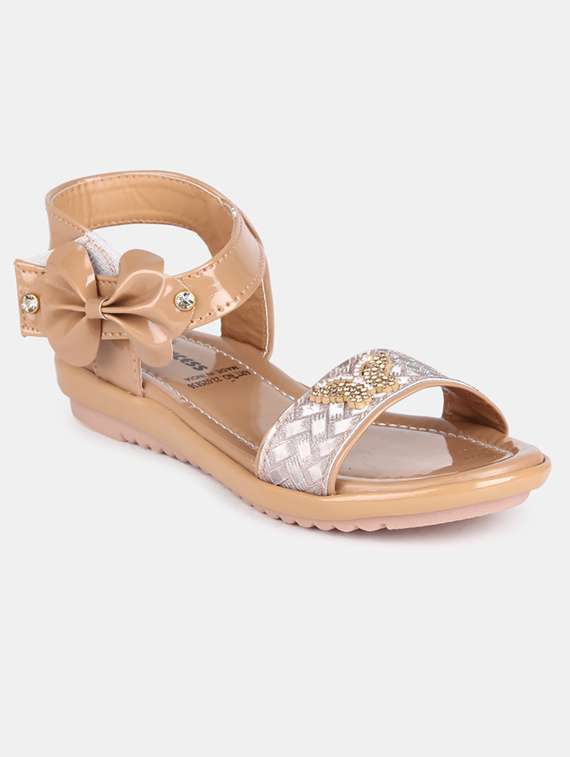 beige leatherette sandals