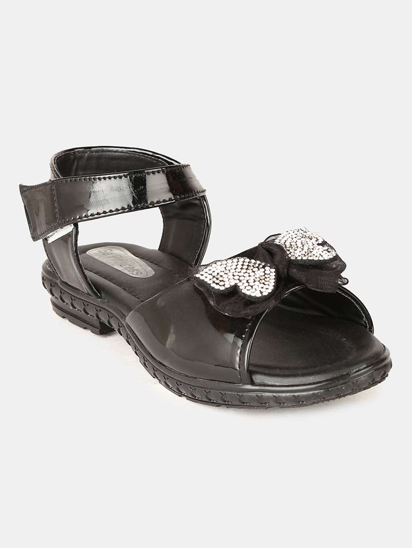 black leatherette sandals