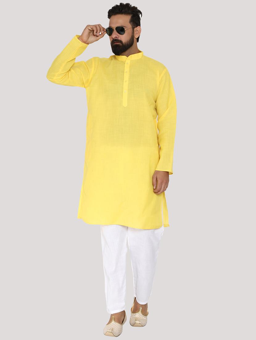 yellow cotton kurta pyjama ethnic wear set - 19187821 - Standard Image - 4