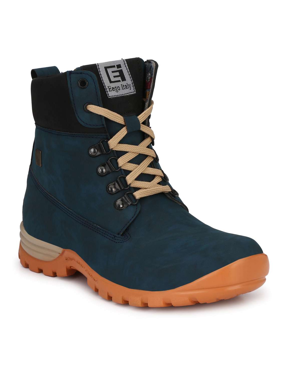 navy blue lace up ankle boot