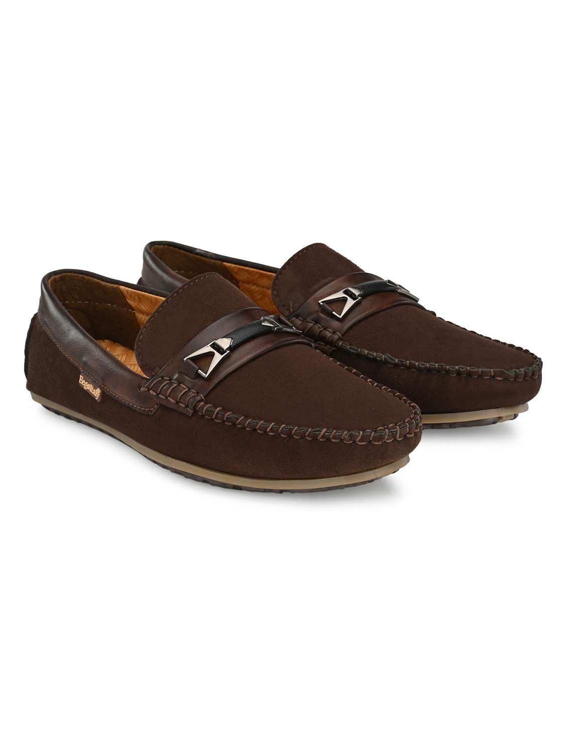 brown synthetic slip on loafers - 19189991 -  Standard Image - 1