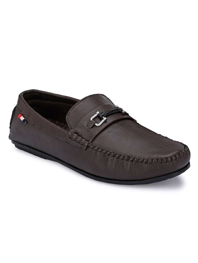 brown synthetic slip on loafers - 19189995 -  Zoom Image - 0