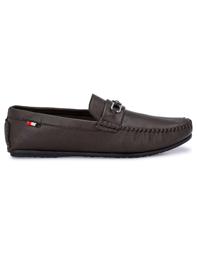 brown synthetic slip on loafers - 19189995 -  Standard Image - 1
