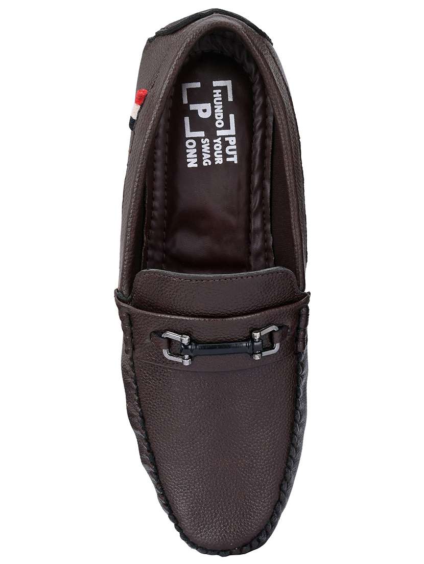brown synthetic slip on loafers - 19189995 - Standard Image - 4