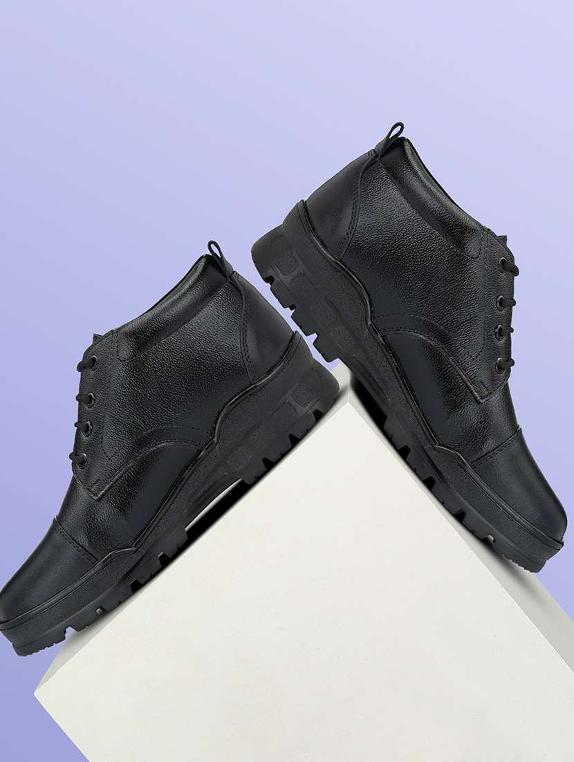 black solid lace up boots - 19190059 -  Standard Image - 1