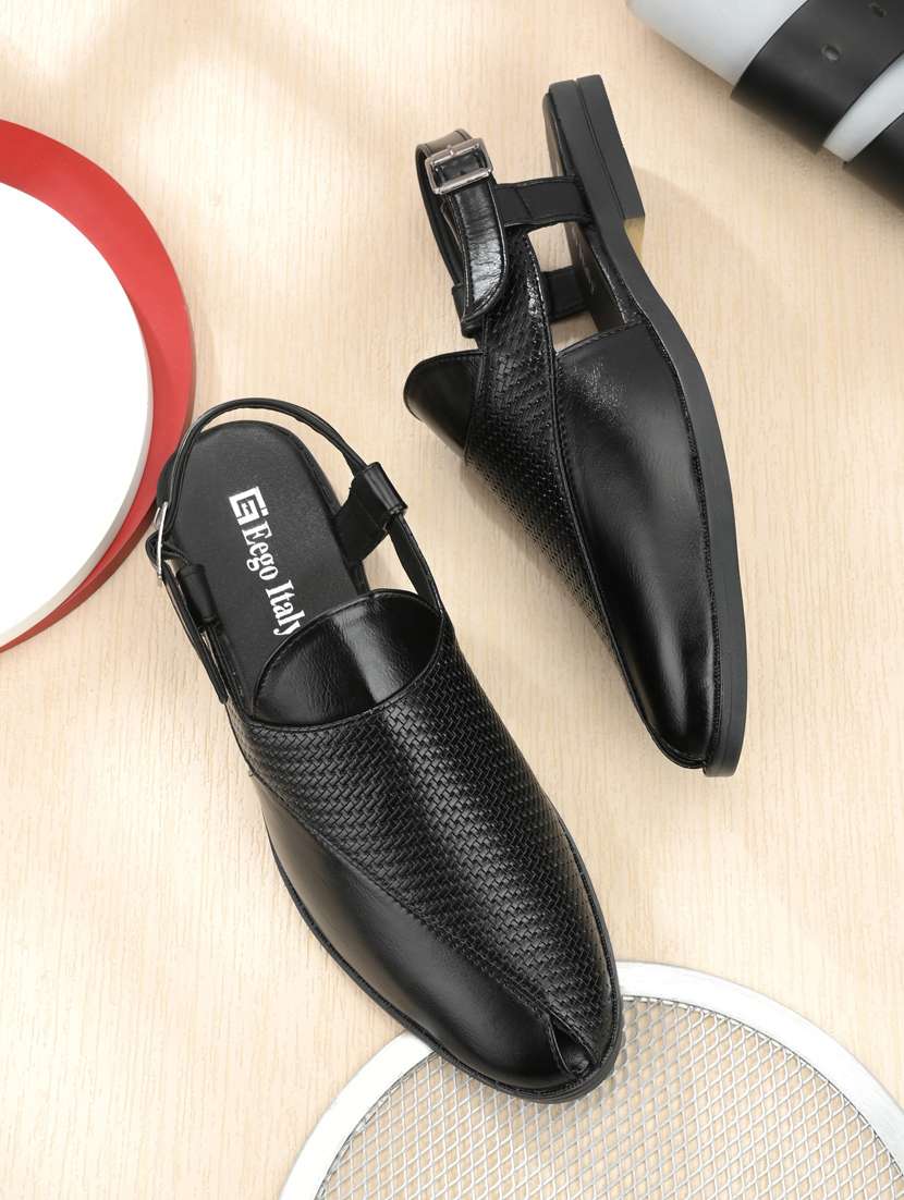 black back strap sandal