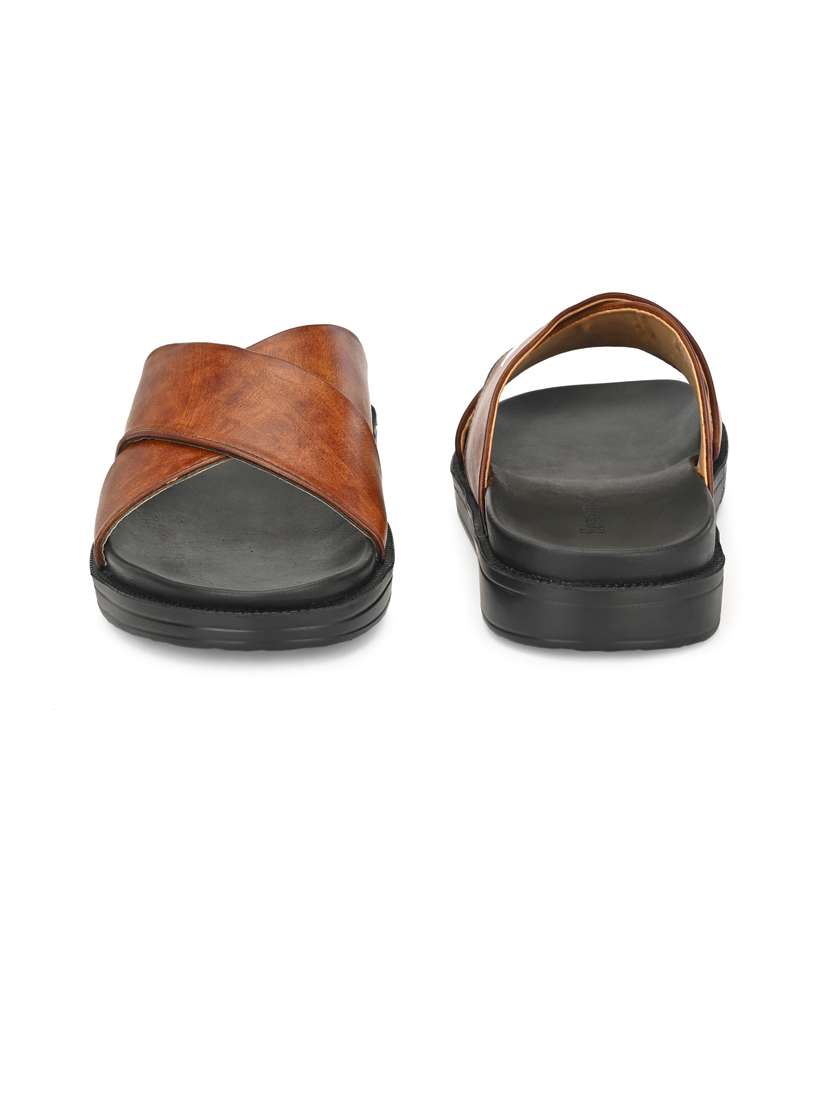 tan synthetic & mesh slip on slippers - 19190377 -  Standard Image - 1