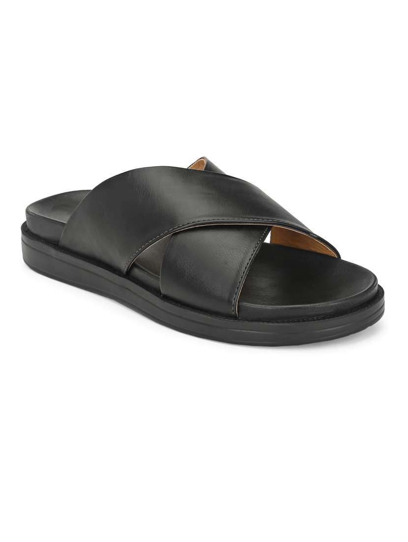 black synthetic & mesh slip on sandals - 19190379 -  Standard Image - 1