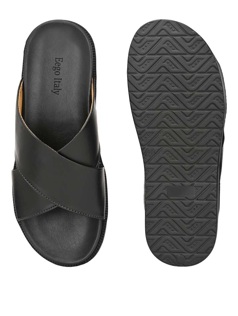 black synthetic & mesh slip on sandals - 19190379 -  Standard Image - 4