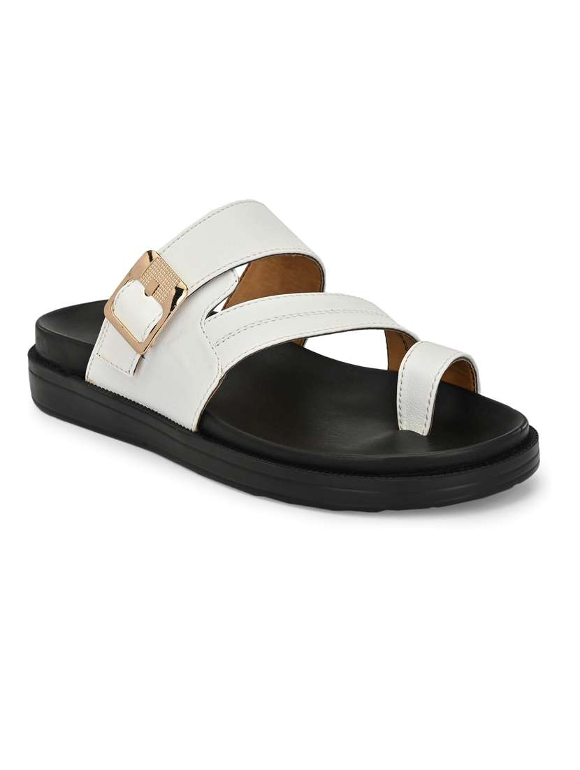 white synthetic & mesh slip on sandals - 19190380 -  Standard Image - 1