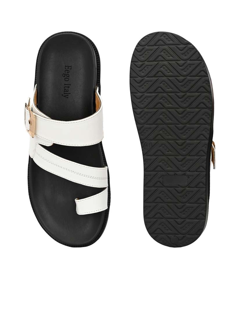 white synthetic & mesh slip on sandals - 19190380 -  Standard Image - 4