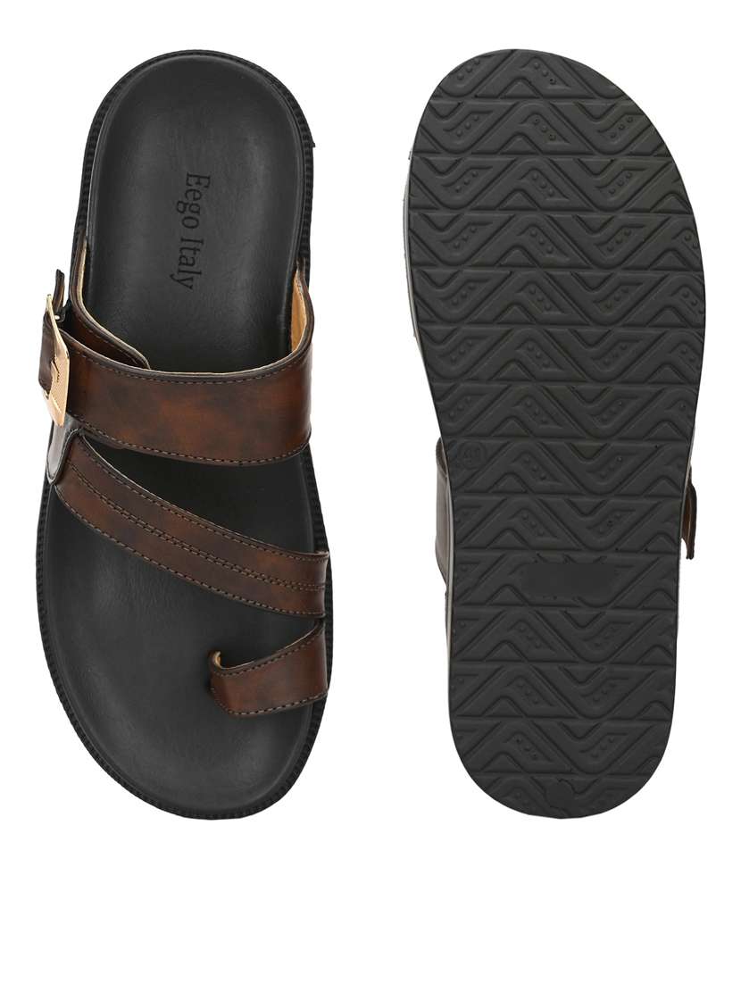 brown synthetic & mesh slip on sandals - 19190382 - Standard Image - 4