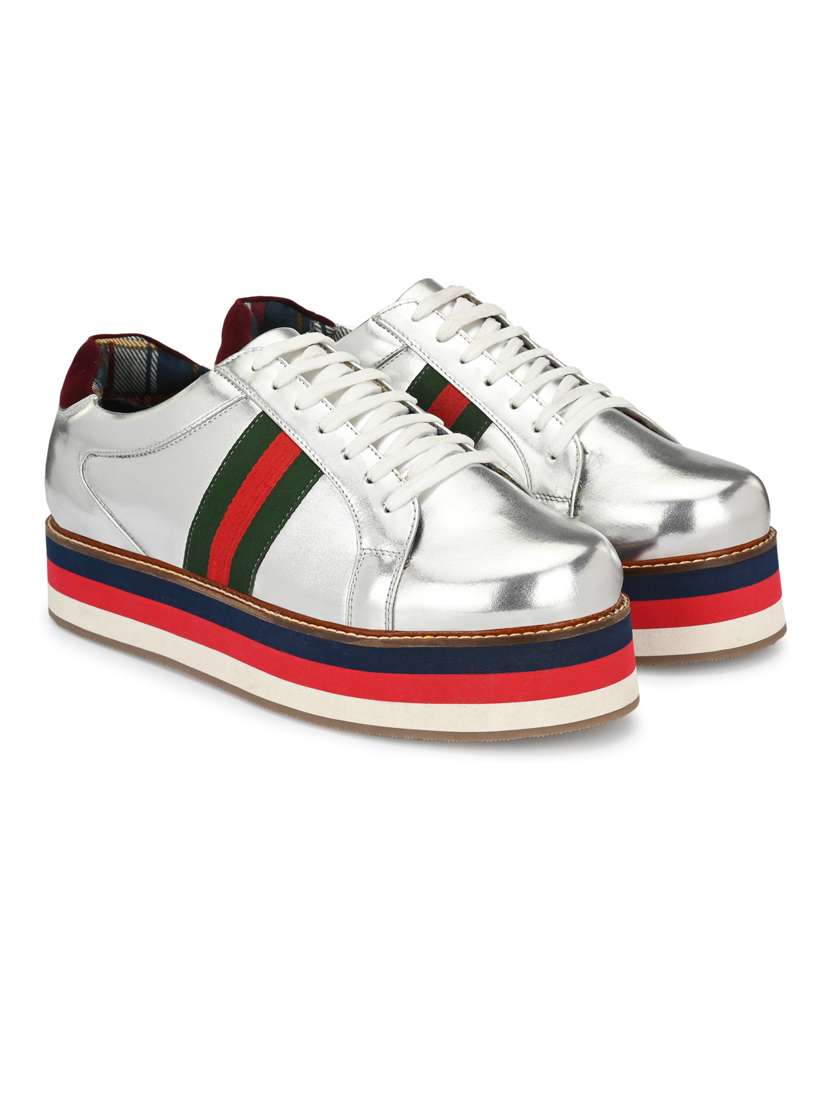 men silver lace up sneakers - 19191070 -  Standard Image - 1