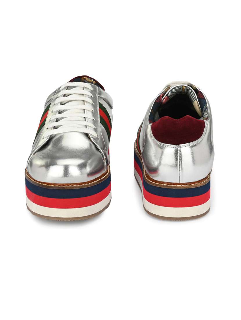 men silver lace up sneakers - 19191070 -  Standard Image - 4