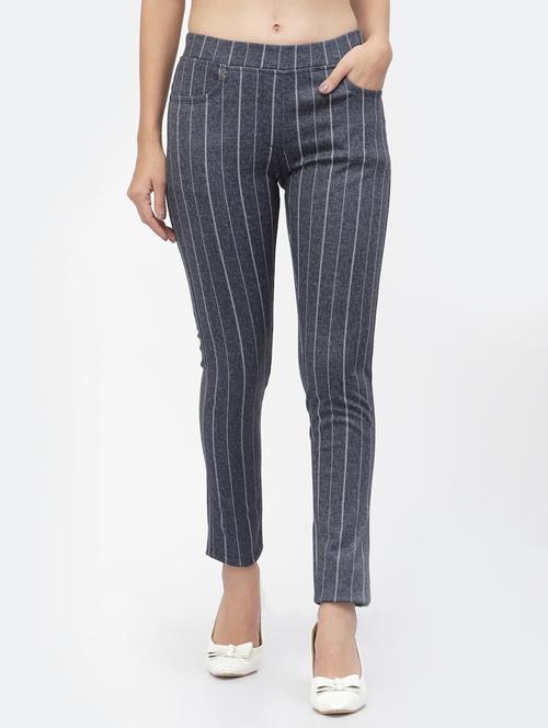 grey striped full length jegging - 19193406 - Standard Image - 0