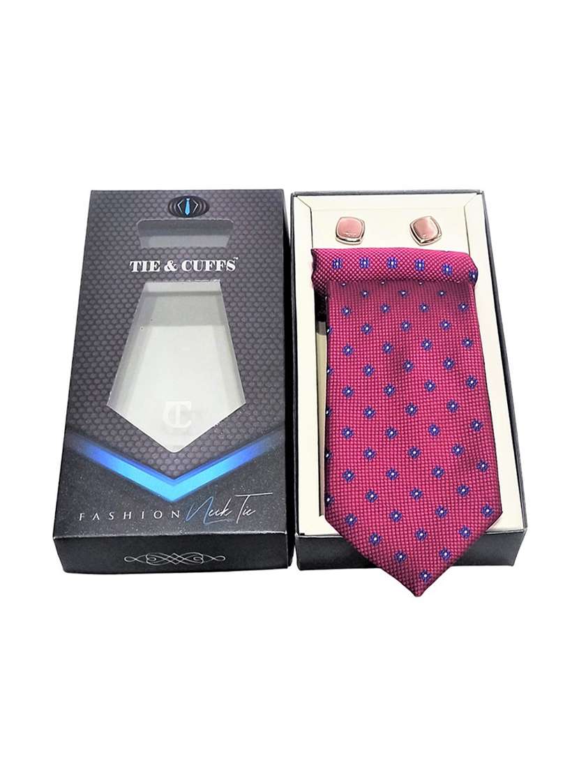 men printed tie, pocket square & cufflinks combo  