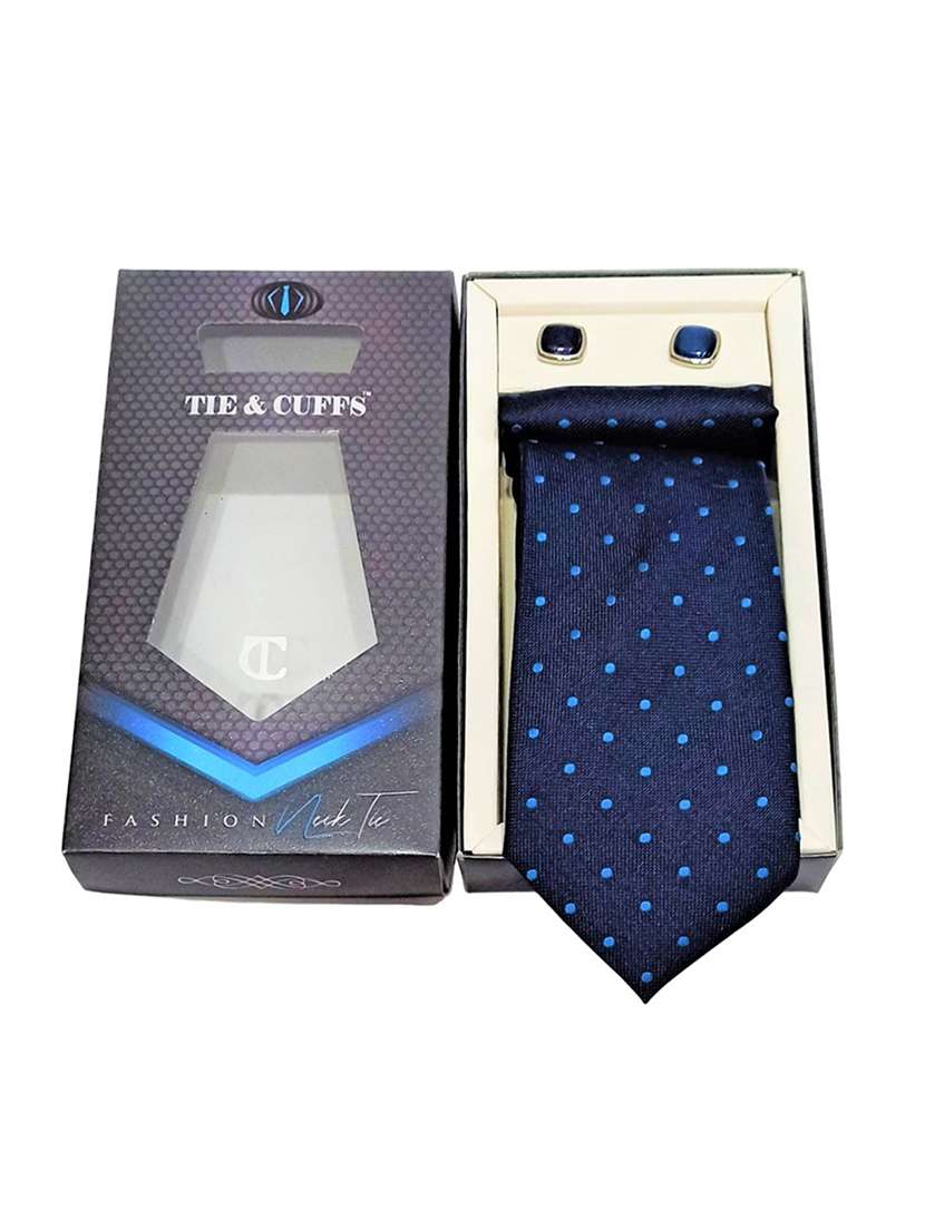 men printed tie, pocket square & cufflinks combo  